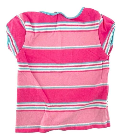 Vintage Old Navy Toddler Girls Tee – Pink & Blue Striped, Size 3T - Picture 2 of 9